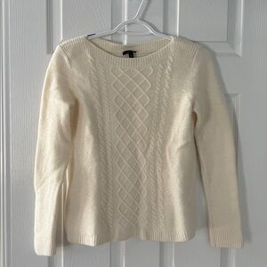 Talbots Merino Wool Cashmere Blend Crew Trellis Knit Soft Cozy Crew Sweater Med